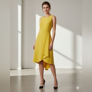 VINCE‎ CAMUTO ASYMMETRICAL YELLOW SLEEVELESS DRESS SIZE 12